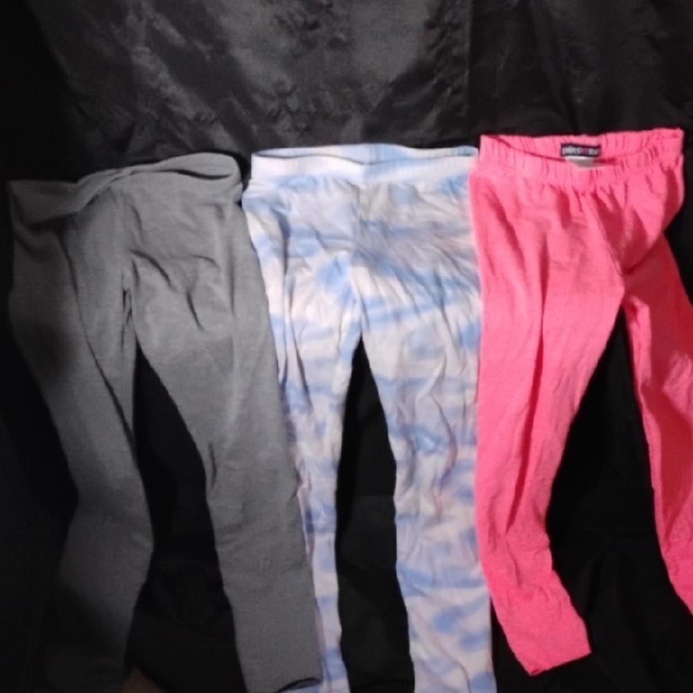 Big Girls Legging Bundle - Pink, Gray, and Blue Tie-Dye Leggings